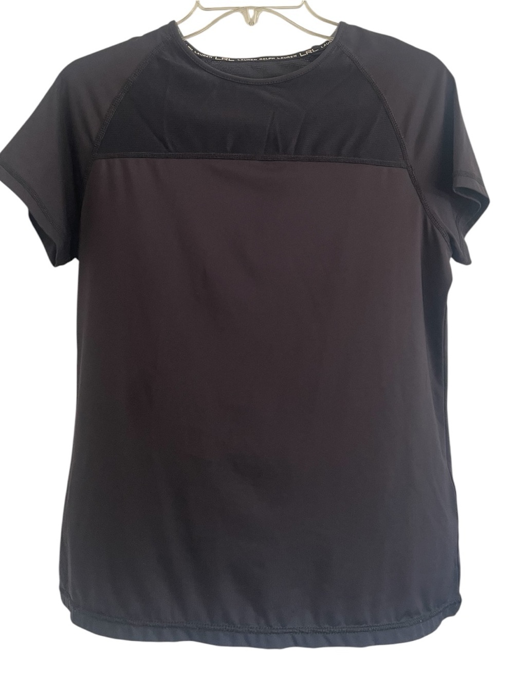 Lauren Ralph Lauren Active Mesh Panel Short Sleeve Charcoal/Black Tee Shirt